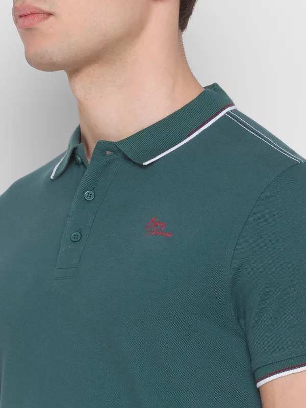 Being Human Regular Fit Men Polo Neck T-Shirts-Bottle Green